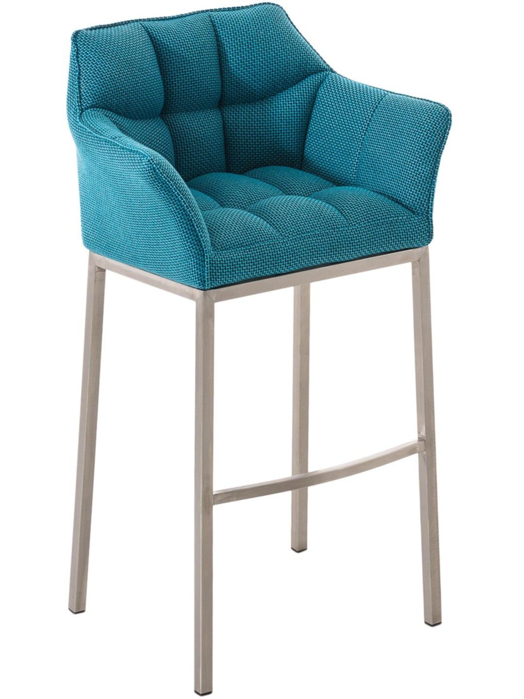 Tabouret de bar Damaso E en tissu avec structure à 4 pieds, turquoise