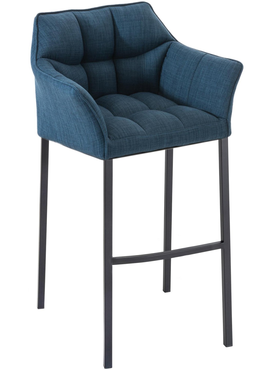 Tabouret de bar Damaso B en tissu avec structure à 4 pieds, bleu