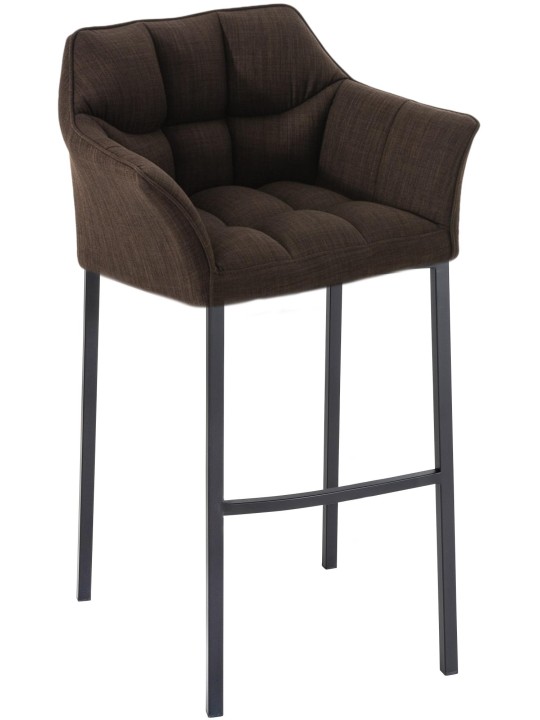 Tabouret de bar Damaso B en tissu avec structure à 4 pieds, brun