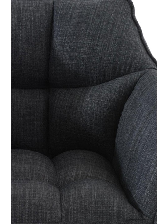 Tabouret de bar Damaso B en tissu avec structure à 4 pieds, gris foncé