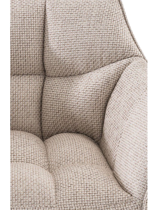 Tabouret de bar Damaso B en tissu avec structure à 4 pieds, ivoire