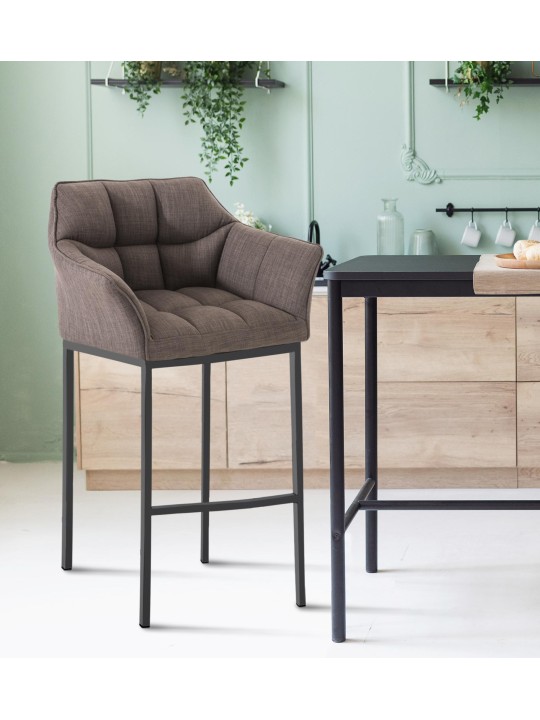 Tabouret de bar Damaso B en tissu avec structure à 4 pieds, gris Tabouret de bar Damaso B en tissu avec structure à 4 pieds, gris