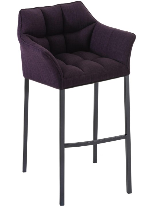 Tabouret de bar Damaso B en tissu avec structure à 4 pieds, lilas
