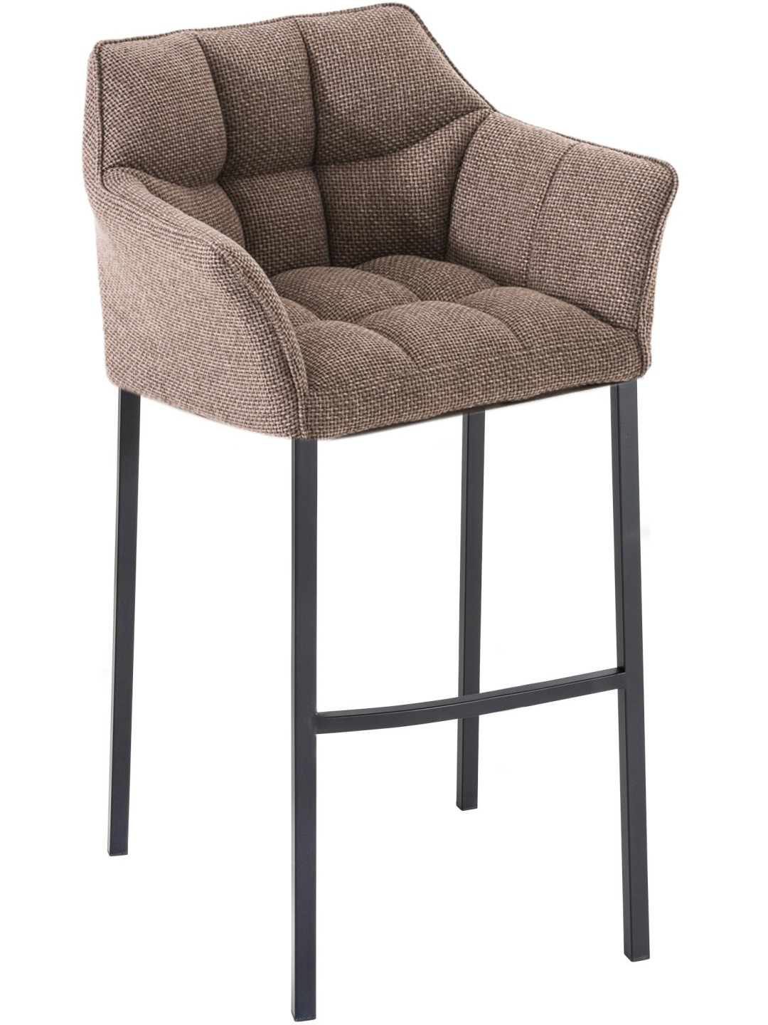 Tabouret de bar Damaso B en tissu avec structure à 4 pieds, terre brune