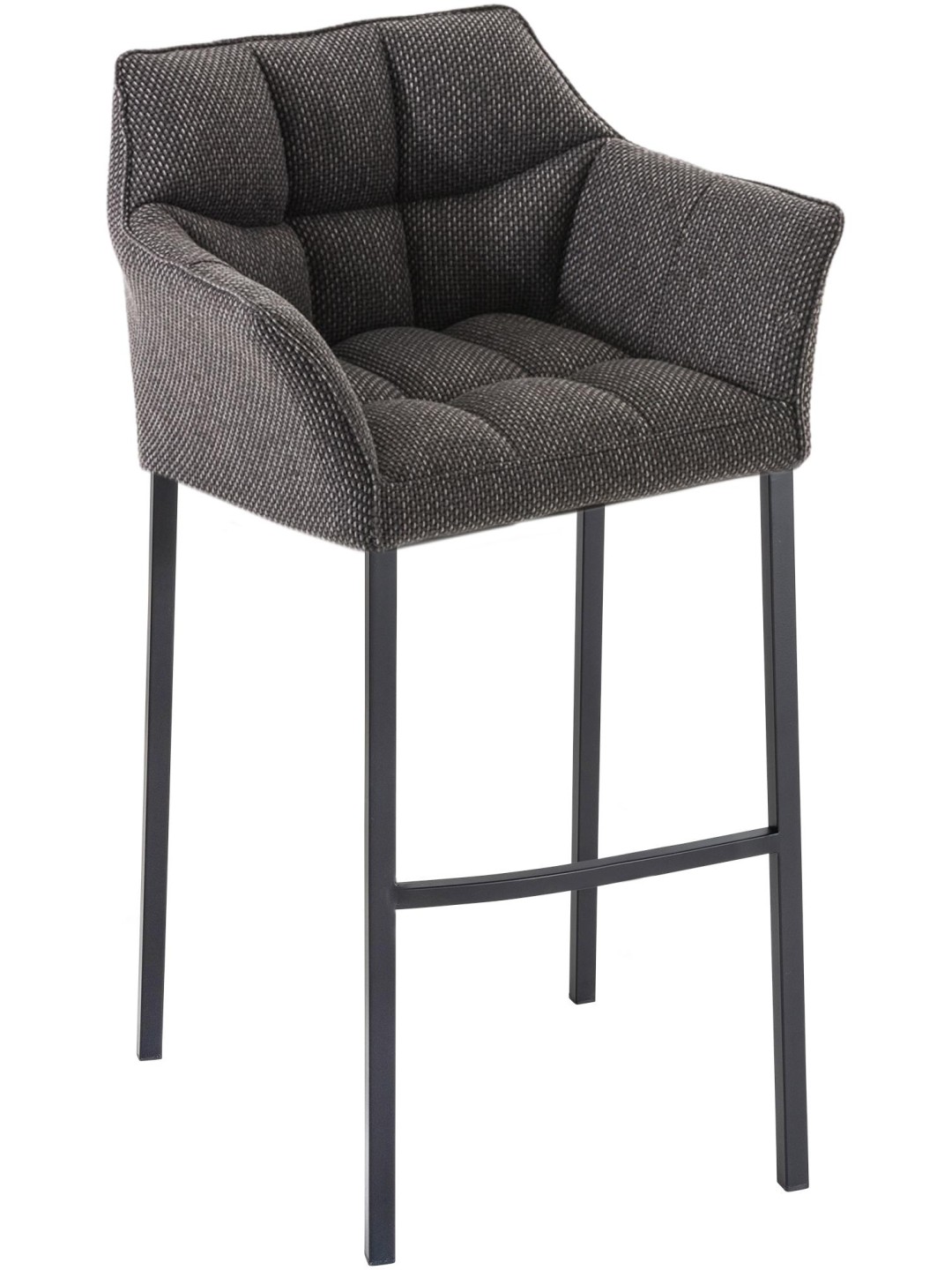 Tabouret de bar Damaso B en tissu avec structure à 4 pieds, gris titane