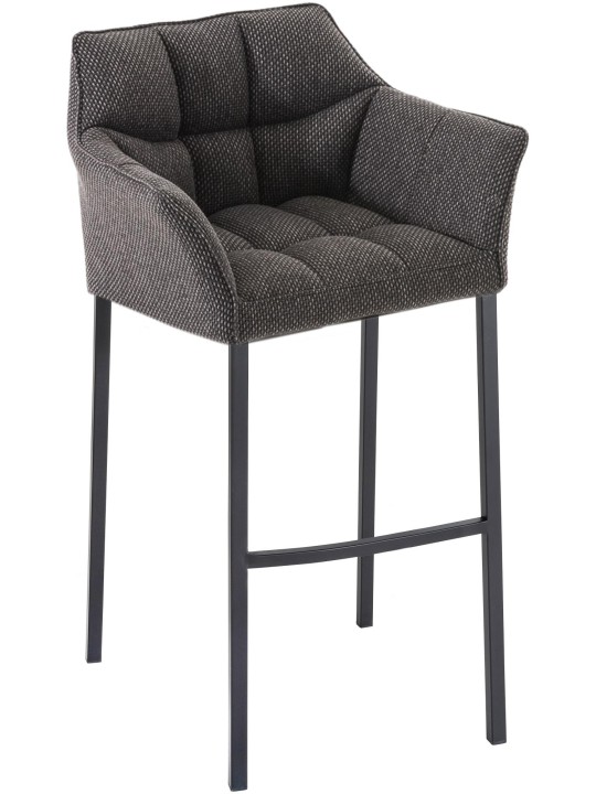 Tabouret de bar Damaso B en tissu avec structure à 4 pieds, gris titane Tabouret de bar Damaso B en tissu avec structure à 4 pieds, gris titane