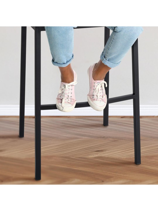 Tabouret de bar Damaso B en tissu avec structure à 4 pieds, turquoise