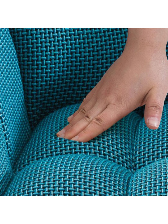 Tabouret de bar Damaso B en tissu avec structure à 4 pieds, turquoise