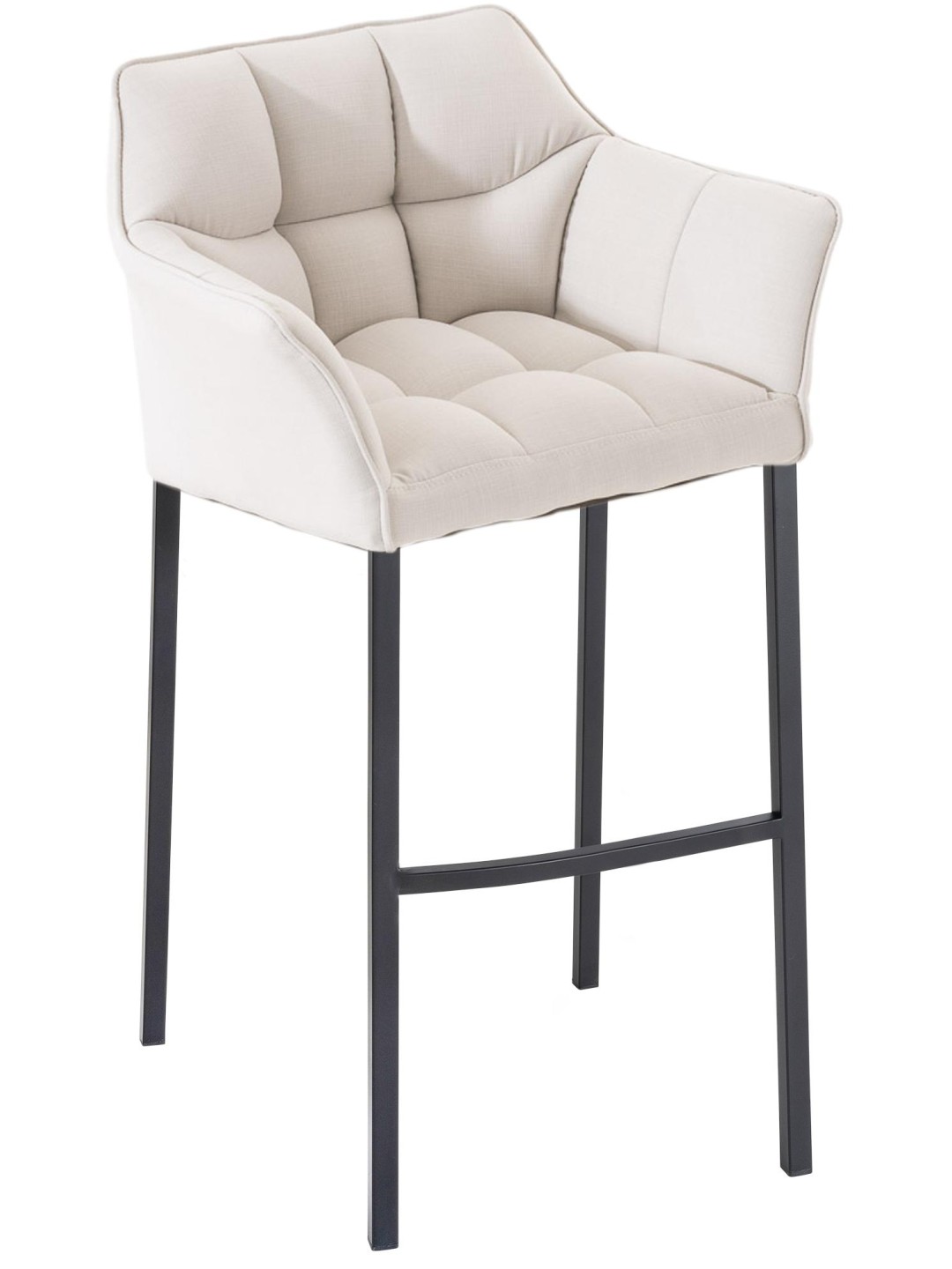 Tabouret de bar Damaso B en tissu avec structure à 4 pieds, blanc