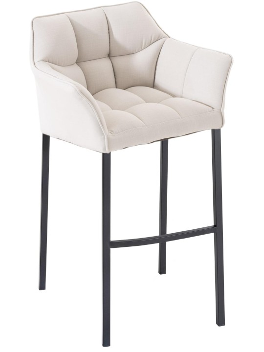 Tabouret de bar Damaso B en tissu avec structure à 4 pieds, blanc Tabouret de bar Damaso B en tissu avec structure à 4 pieds, blanc