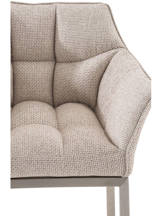 Tabouret de bar Damaso E en tissu avec structure à 4 pieds, ivoire Tabouret de bar Damaso E en tissu avec structure à 4 pieds, ivoire