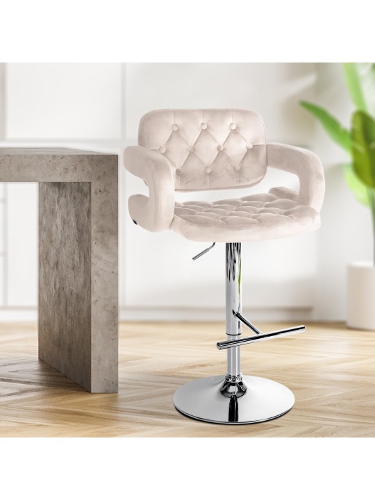 Tabouret de bar Dublin velours chrome, crème