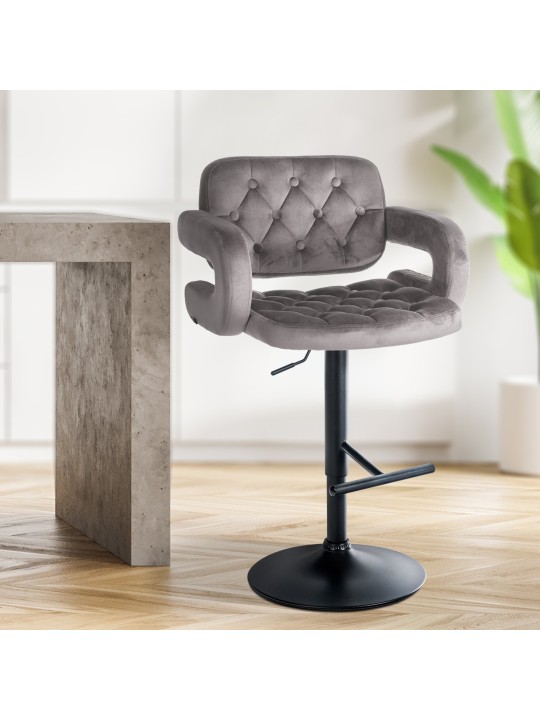 Tabouret de bar Dublin velours, gris