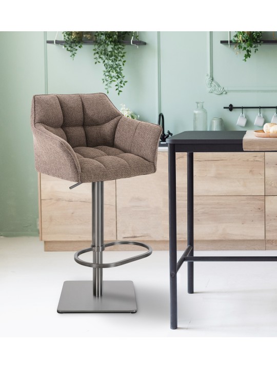 Tabouret de bar Damaso E tissu, terre brune
