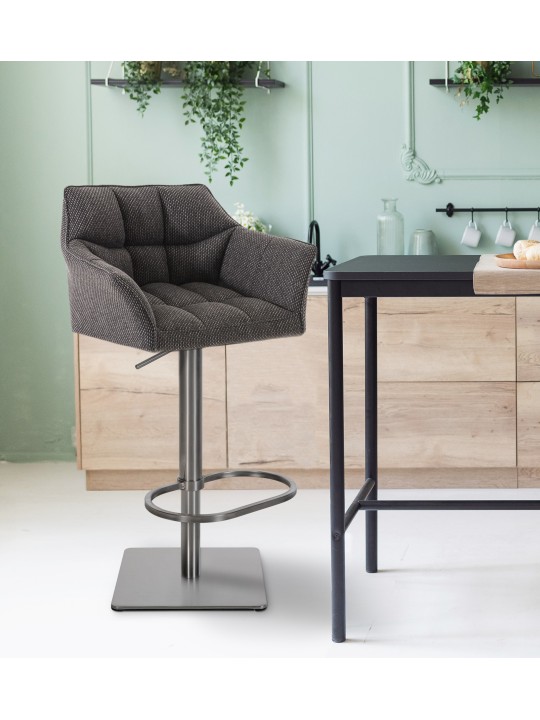 Tabouret de bar Damaso E tissu, gris titane