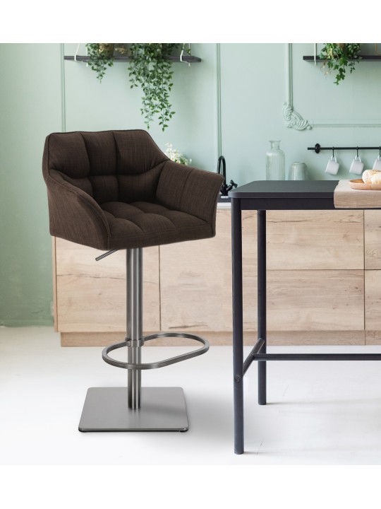 Tabouret de bar Damaso E tissu, brun