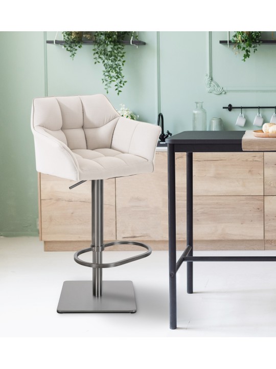 Tabouret de bar Damaso E tissu, blanc Tabouret de bar Damaso E tissu, blanc