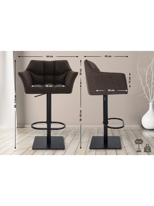 Tabouret de bar Damaso B tissu, brun