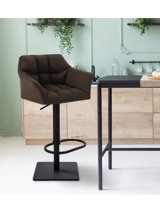 Tabouret de bar Damaso B tissu, brun