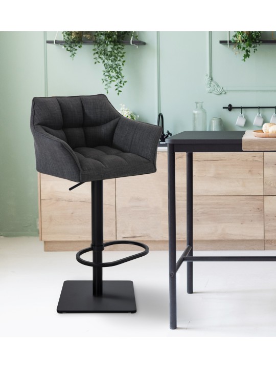Tabouret de bar Damaso B tissu, gris foncé
