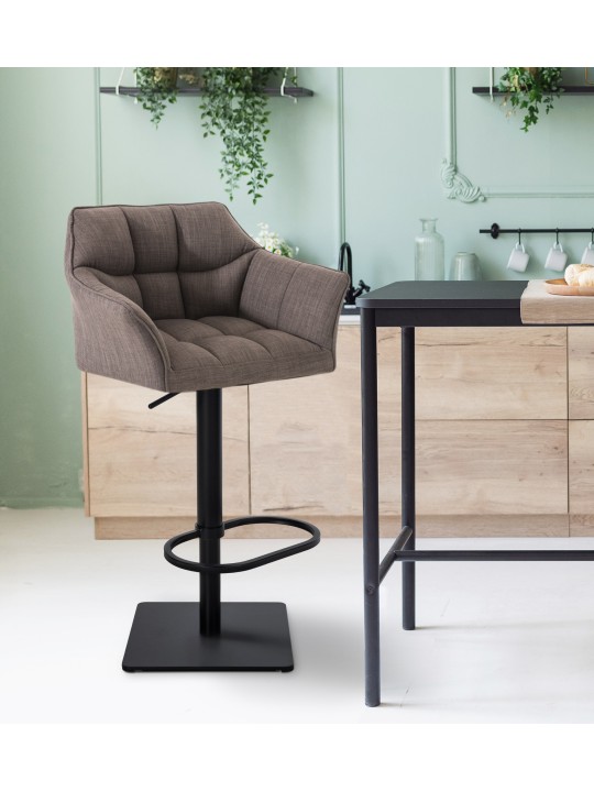 Tabouret de bar Damaso B tissu, gris