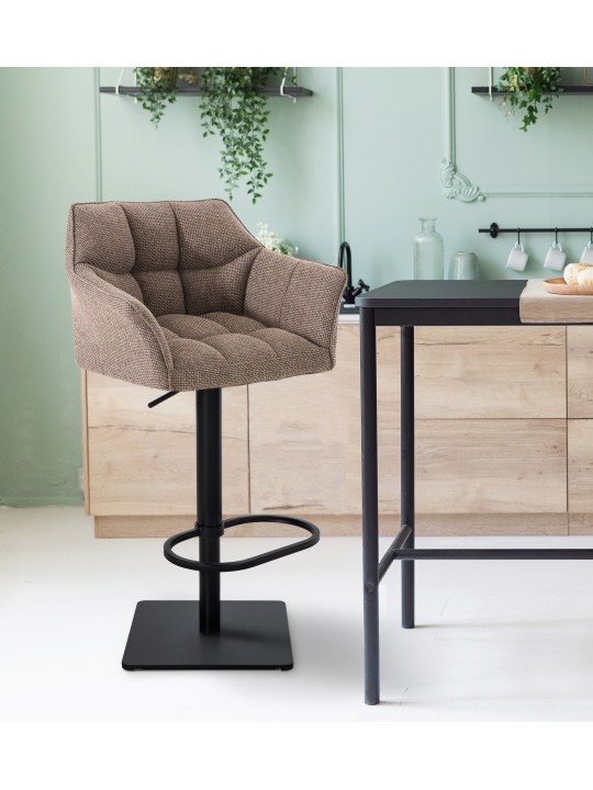 Tabouret de bar Damaso B tissu, terre brune