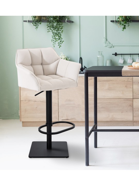 Tabouret de bar Damaso B tissu, blanc