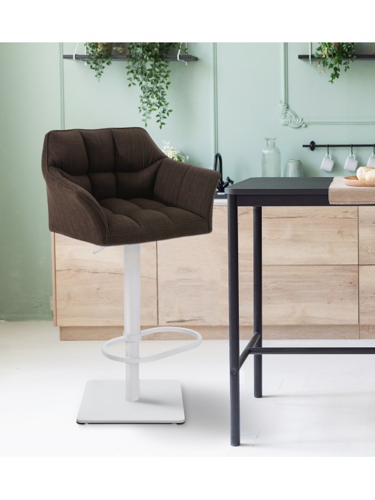 Lot de 2 tabourets de bar tissu Damaso, brun