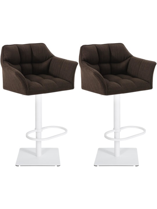 Lot de 2 tabourets de bar tissu Damaso, brun
