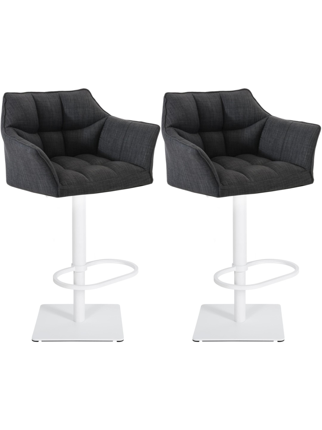 Lot de 2 tabourets de bar tissu Damaso, gris foncé