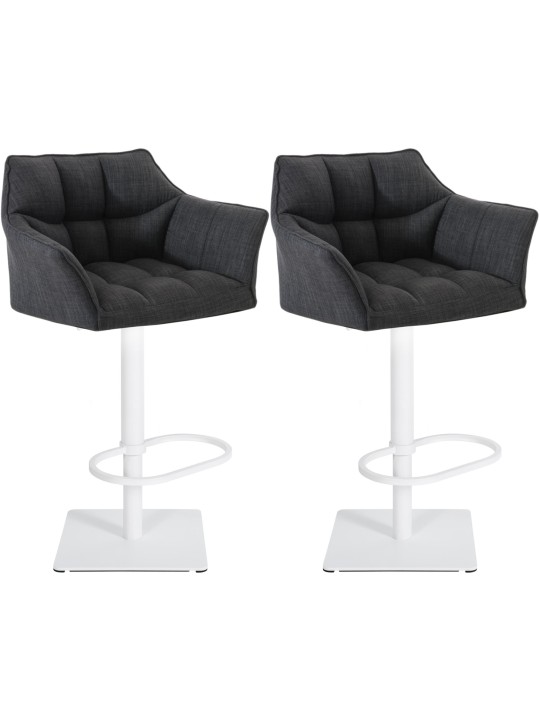 Lot de 2 tabourets de bar tissu Damaso, gris foncé