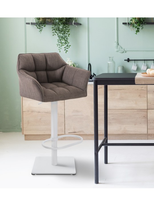Lot de 2 tabourets de bar tissu Damaso, gris