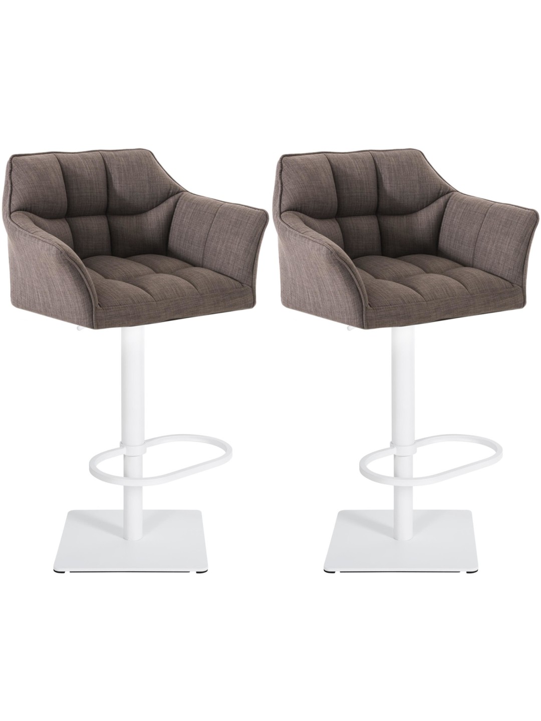Lot de 2 tabourets de bar tissu Damaso, gris