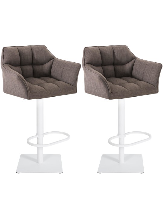 Lot de 2 tabourets de bar tissu Damaso, gris