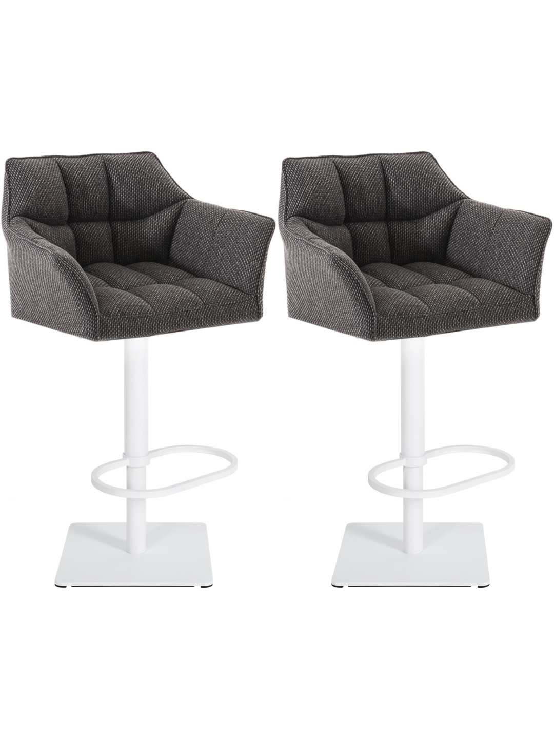 Lot de 2 tabourets de bar tissu Damaso, gris titane