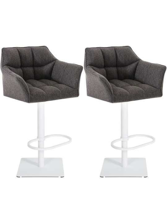 Lot de 2 tabourets de bar tissu Damaso, gris titane