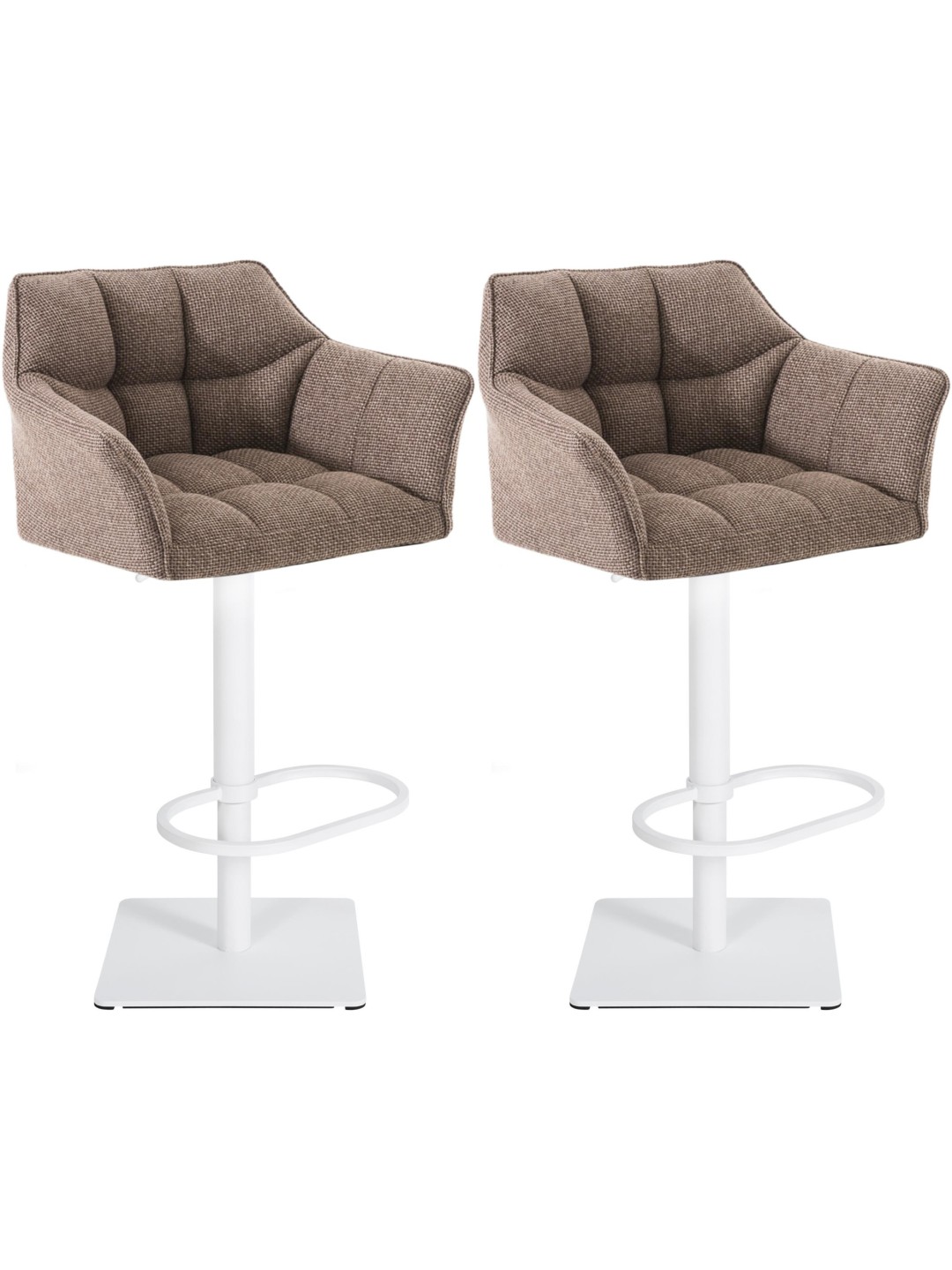 Lot de 2 tabourets de bar tissu Damaso, terre brune