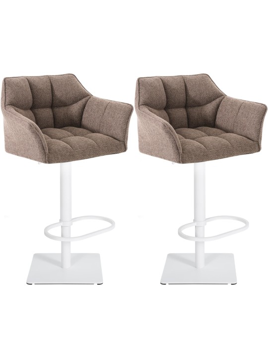 Lot de 2 tabourets de bar tissu Damaso, terre brune