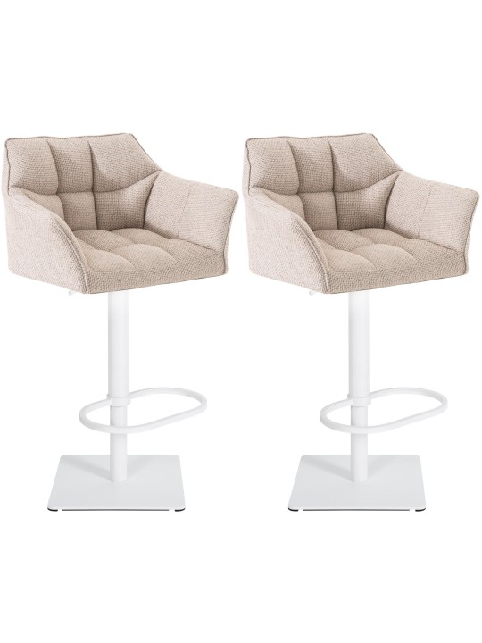 Lot de 2 tabourets de bar tissu Damaso, ivoire