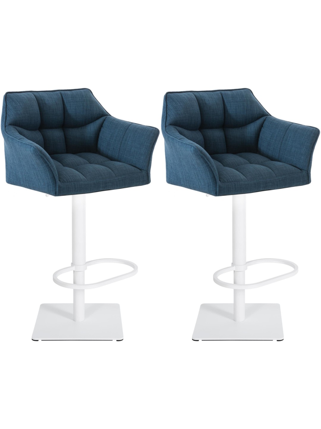 Lot de 2 tabourets de bar tissu Damaso, bleu