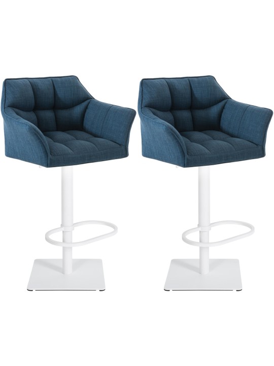 Lot de 2 tabourets de bar tissu Damaso, bleu