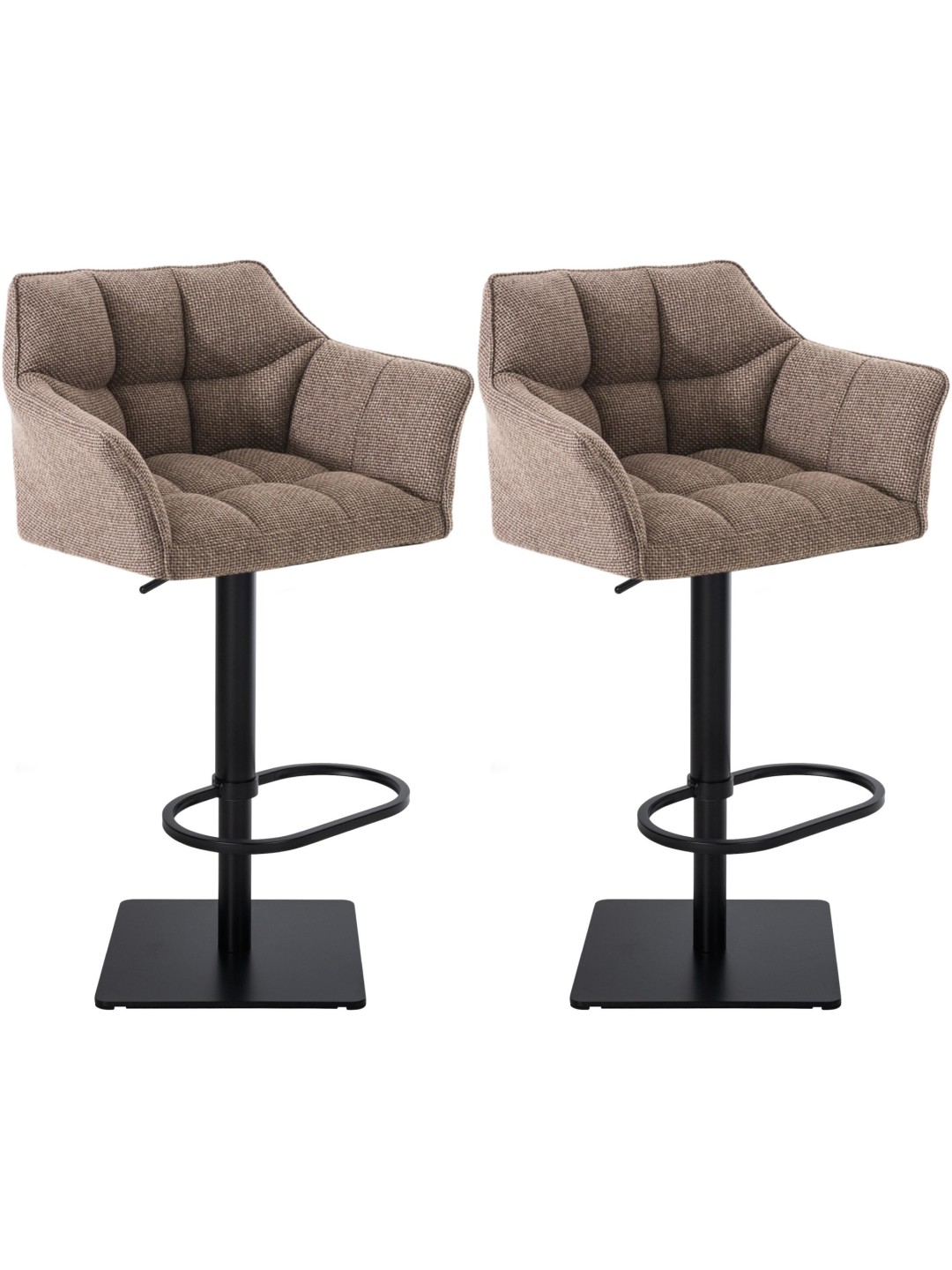 Lot de 2 tabourets de bar tissu Damaso, terre brune