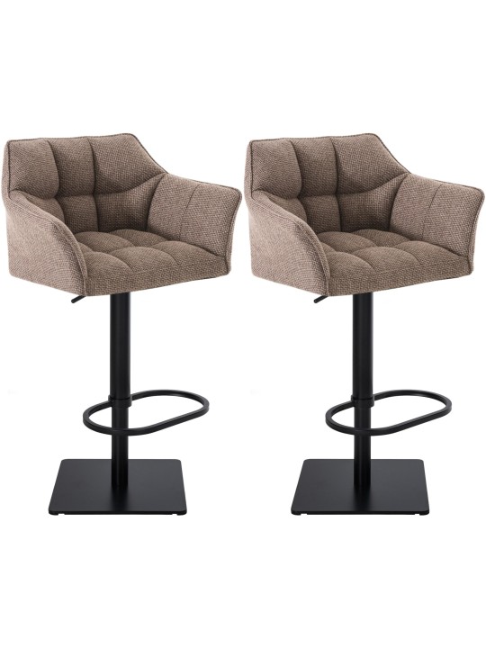 Lot de 2 tabourets de bar tissu Damaso, terre brune