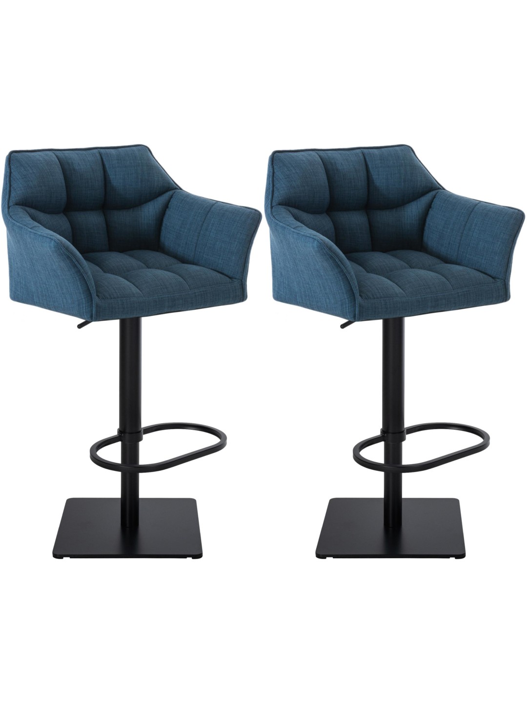Lot de 2 tabourets de bar tissu Damaso, bleu