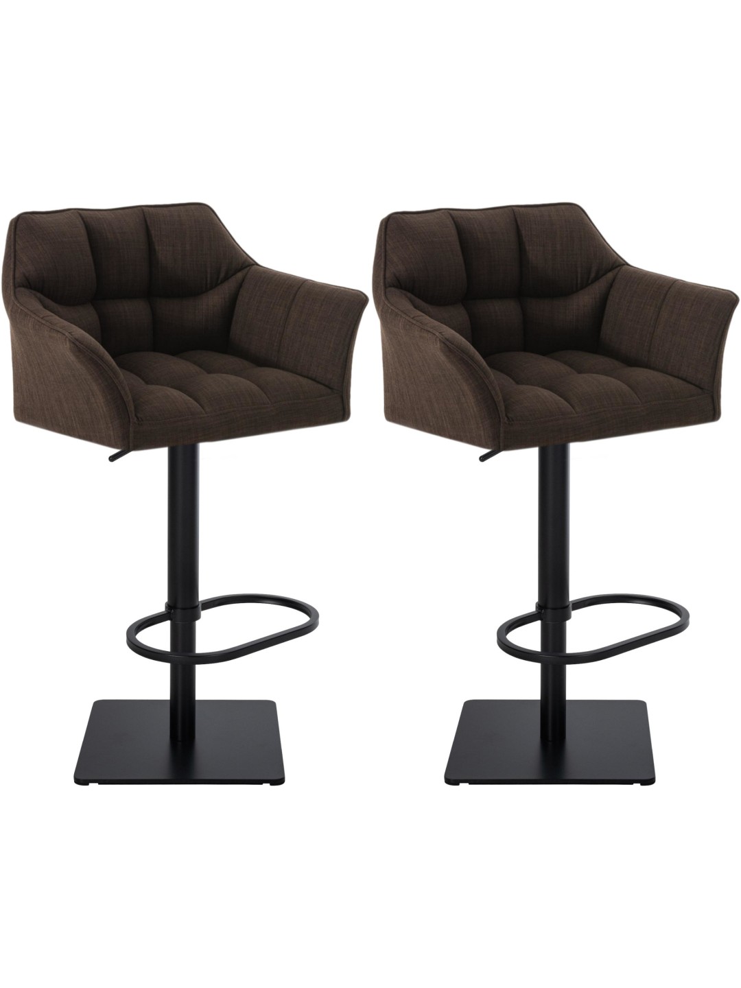 Lot de 2 tabourets de bar tissu Damaso, brun