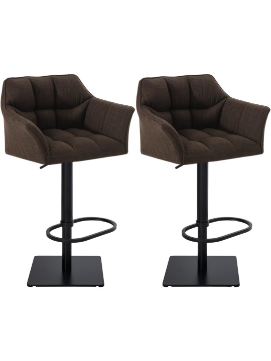 Lot de 2 tabourets de bar tissu Damaso, brun Lot de 2 tabourets de bar tissu Damaso, brun