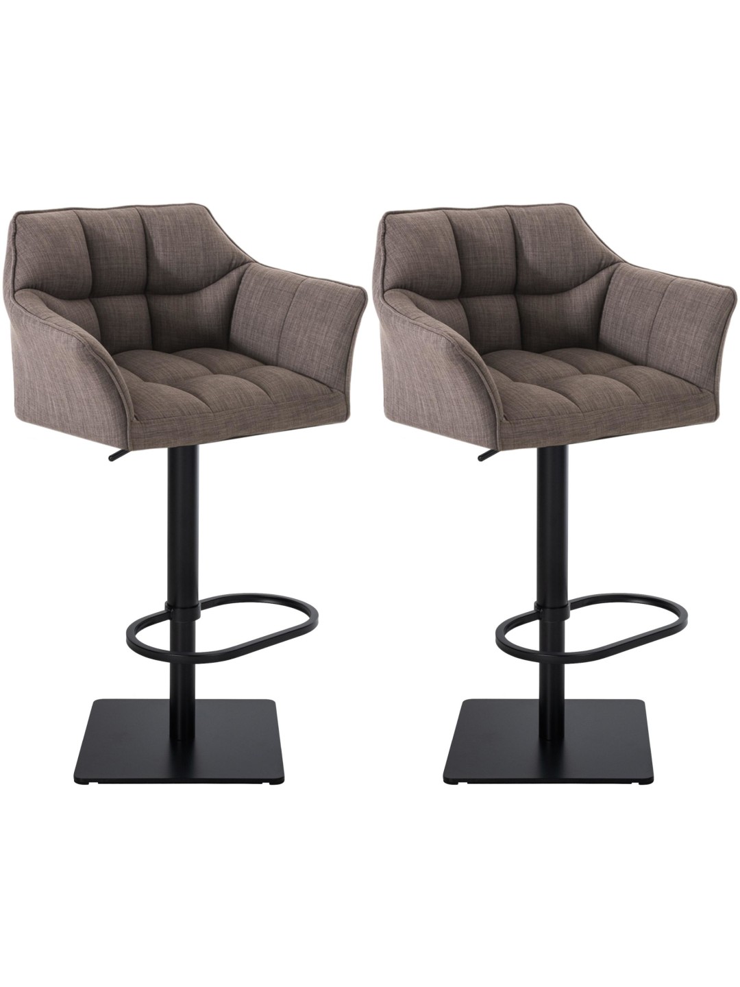 Lot de 2 tabourets de bar tissu Damaso, gris