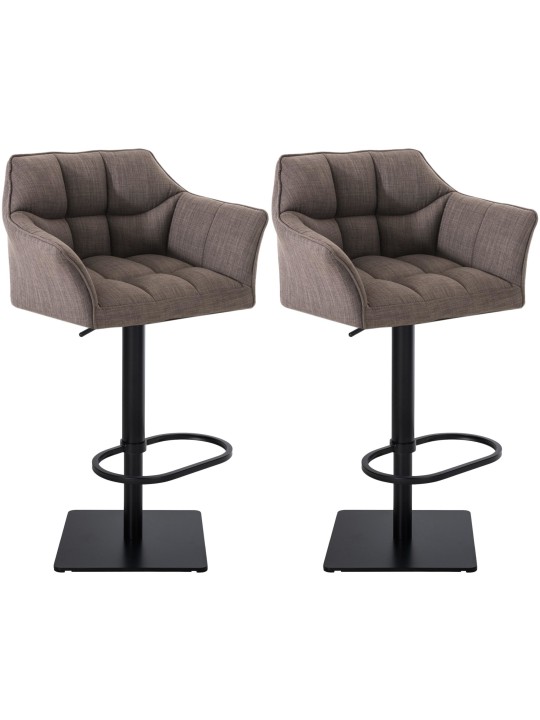 Lot de 2 tabourets de bar tissu Damaso, gris