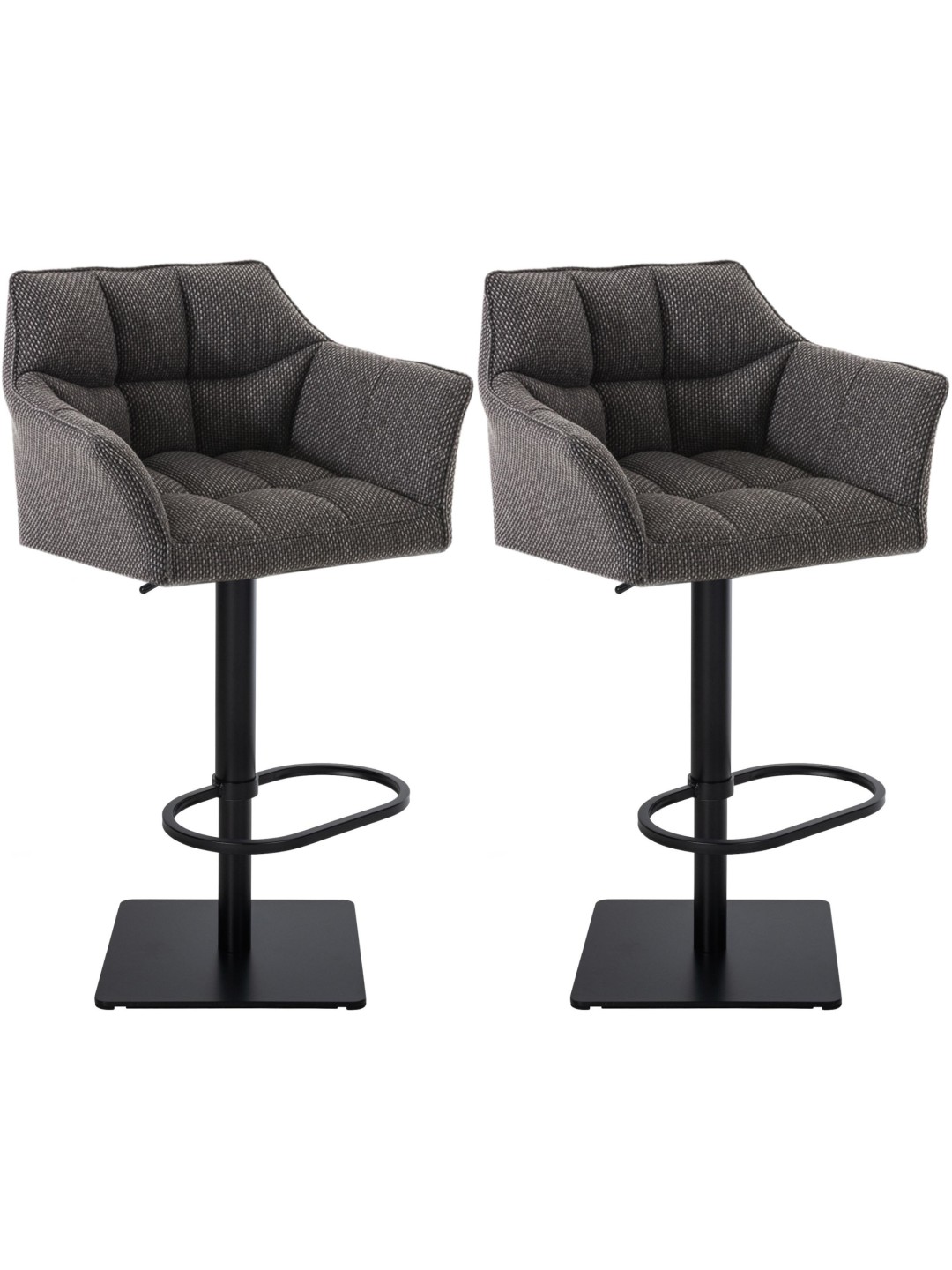 Lot de 2 tabourets de bar tissu Damaso, gris titane