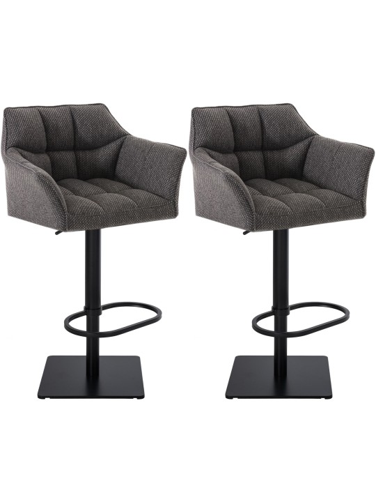 Lot de 2 tabourets de bar tissu Damaso, gris titane